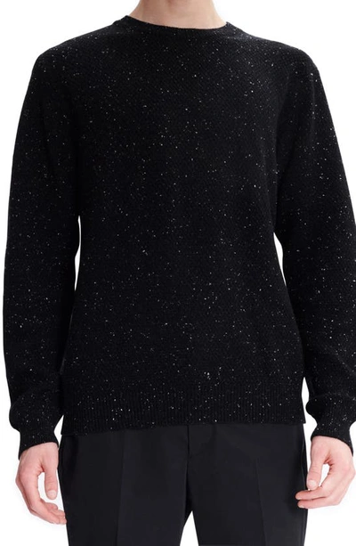 Apc Jules Wool Textured Donegal Fleck Regular Fit Crewneck Sweater In Dark Blue