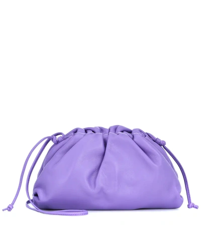 Bottega Veneta The Mini Pouch Leather Clutch In Purple