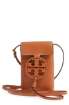 Tory Burch Miller Leather Phone Crossbody Bag In Aged Camello
