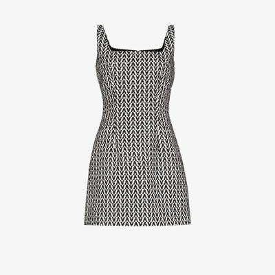 Valentino Womens Black/white Logo-pattern Cotton-blend Mini Dress 10 In Schwarz