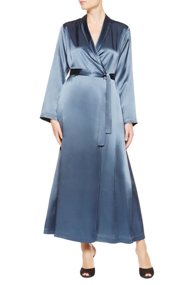 La Perla Silk Long Robe - Light Blue In Light Blue - Az0068 | ModeSens