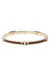 Tory Burch Kira Enamel Stackable Bracelet In Rose Gold / Chocolate Brown