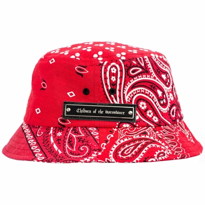 Children Of The Discordance Paisley Printed Bucket Hat In Red