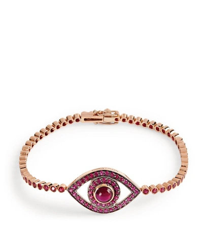 Netali Nissim Rose Gold, Ruby And Quartz Protected Bracelet