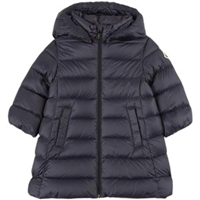 Moncler Babies' Long Majeure Down Jacket In Blue Nylon In Black