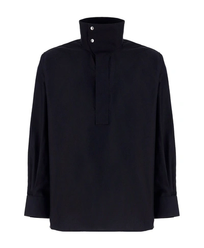 Givenchy Funnel Collar Oversized Shirt Black