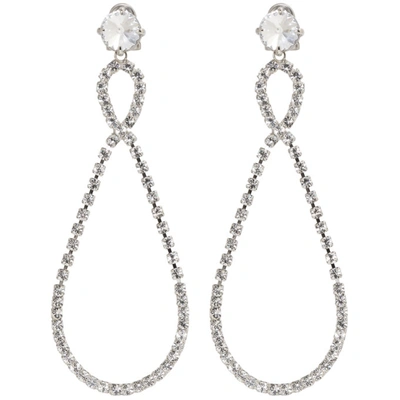 Miu Miu Silver Large Crystal Teardrop Earrings