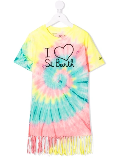Mc2 Saint Barth Teen Abbey Tie-dye Print T-shirt Dress In 黄色