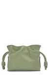 Loewe Nano Flamenco Leather Clutch In Rosemary