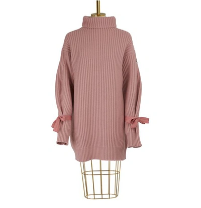 Moncler Wool And Cashmere Knit Dress In Light Pink