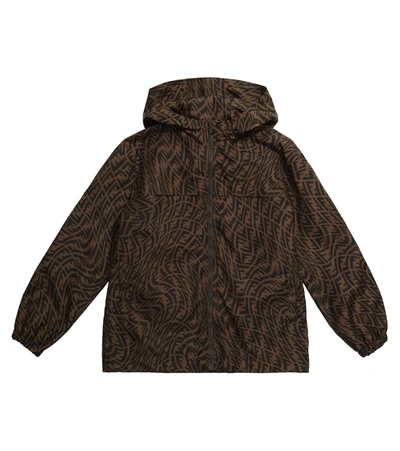 Fendi Babies' Teen Ff-vertigo Hooded Jacket In Tobacco