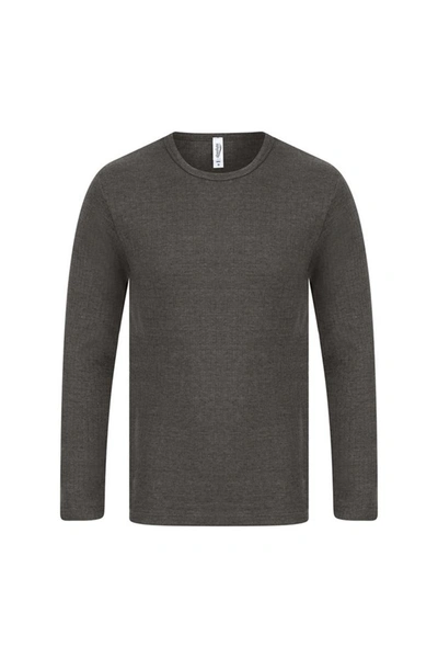 Absolute Apparel Mens Thermal Long Sleeve T-shirt (charcoal) In Grey