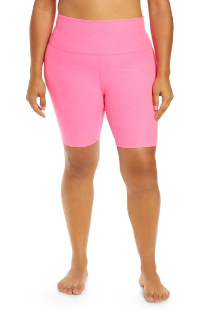 Beyond Yoga High Waist Bopo Bike Shorts In Electric Pink Heather