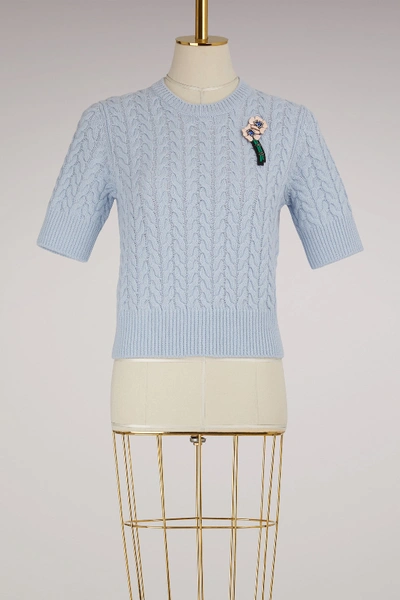 Miu Miu Short-sleeved Cashmere Sweater In Nube