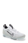 Nike Air Vapormax 2021 Fk Big Kids' Shoes In White/ White/ Black/ Silver