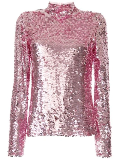 Msgm Allover Sequin Top In Pink