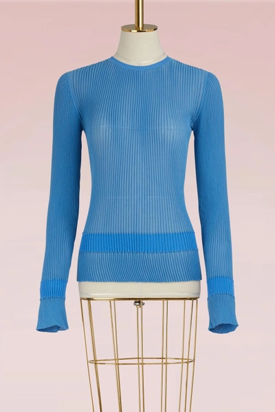 Marco De Vincenzo Crew Neck Pleated Top In Blue