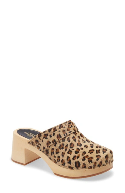 Swedish Hasbeens Dagny Clog In Leopard Print Leather