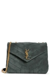 Saint Laurent Small Lou Suede Crossbody Bag In Algae/ Algae/ Algae