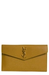 Saint Laurent Uptown Calfskin Leather Envelope Clutch In Olive Drab