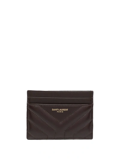 Saint Laurent Joan Quilted Leather Card Case In Umber