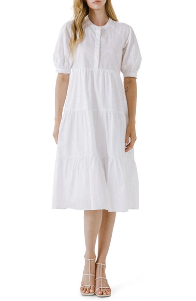 English Factory Puff Sleeve Dress In White