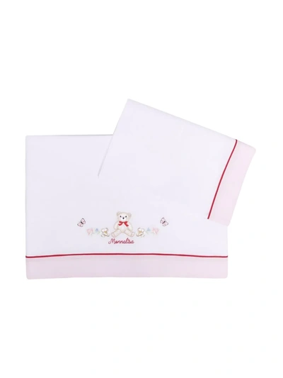 Monnalisa Logo-embroidered Cotton Blanket In White