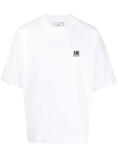 Ami Paris Embroidered Logo Cotton Jersey T Shirt | ModeSens