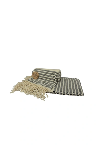 A&r Towels Hamamzz Peshtemal Traditional Woven Towel (black/cream) (one Size)