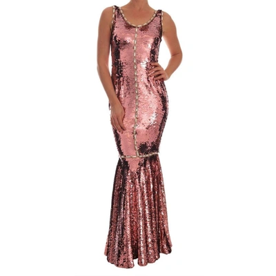 Dolce & Gabbana Crystal Pink Sequined Sheath Gown