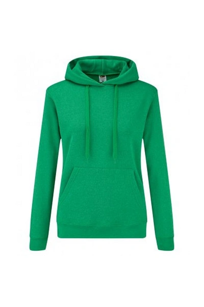 Fruit Of The Loom Classic Lady Fit Hooded Sweatshirt (green Heather)