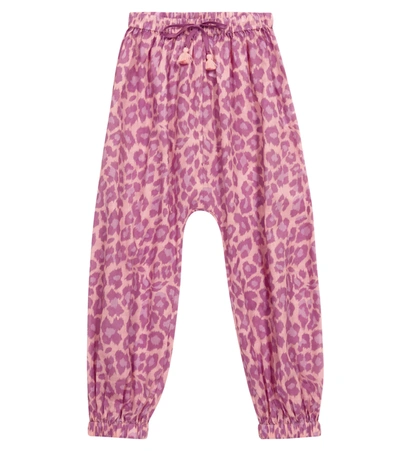 Zimmermann Kids' Leopard-print Drop-crotch Trousers In Pink