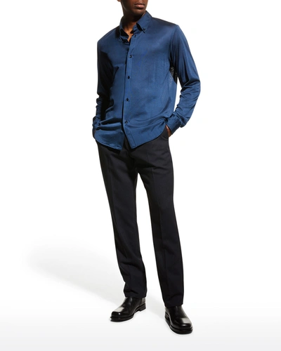 Tom Ford Men's Petrol Classic Solid Jersey Sport Shirt In Md Blu Sld