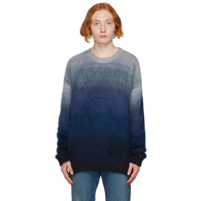 Off-white Men's Diagonal Brushed Arrow Mohair-blend Sweater In Blue