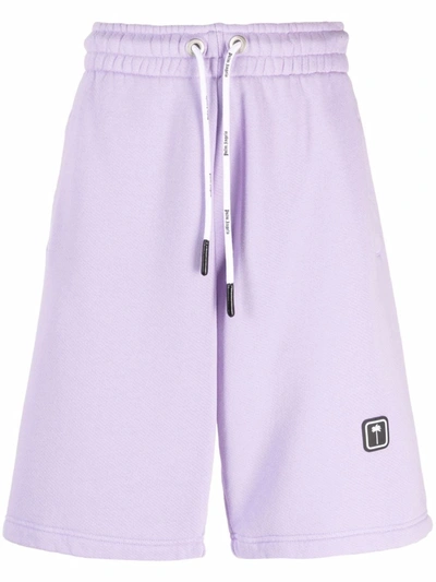 Palm Angels Man Lilac Sports Shorts With Palm Graphic In Purple