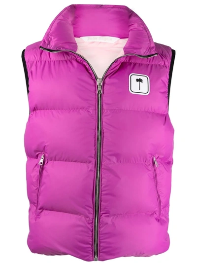 Palm Angels Fuchsia Pink Logo-patch Padded Gilet