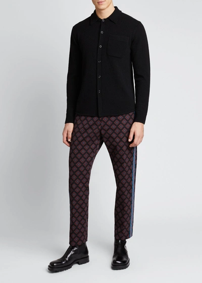 Dries Van Noten Men's Taylor Wool Knit Sport Shirt In Black