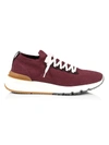 Brunello Cucinelli Men's Stretch Knit Trainer Sneakers In Burgundy