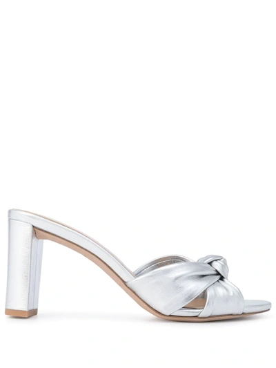 Veronica Beard Ganita Metallic Knot Slide Sandals In Silver