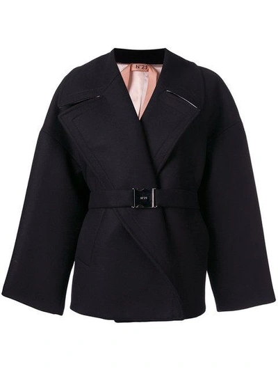N°21 Oversized Belted Coat In Black