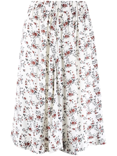 Ganni Floral-print Pleated Midi Skirt In Multicolour