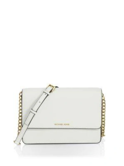Michael Michael Kors Grained Leather Crossbody In Optic White