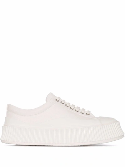 Jil Sander Classic Recycled Canvas Low-top Sneakers In White