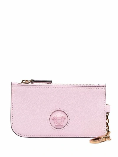 Versace Women's Pink Leather Card Holder