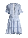 Peixoto Ora Cotton Embroidered Cover Up Dress In Cotton Blue