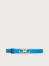 Ferragamo Women's Double Gancini Buckle Reversible Leather Belt In Blau