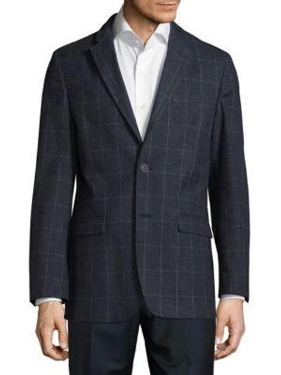 Tommy Hilfiger Plaid Buttoned Jacket In Blue