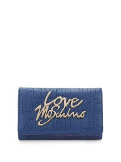 Love Moschino Embroidered Wallet In Blue