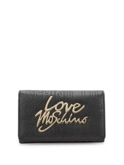 Love Moschino Embroidered Wallet In Black
