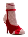 Fendi Velvet-strap Sock Sandals In Rosso+blossom Granat